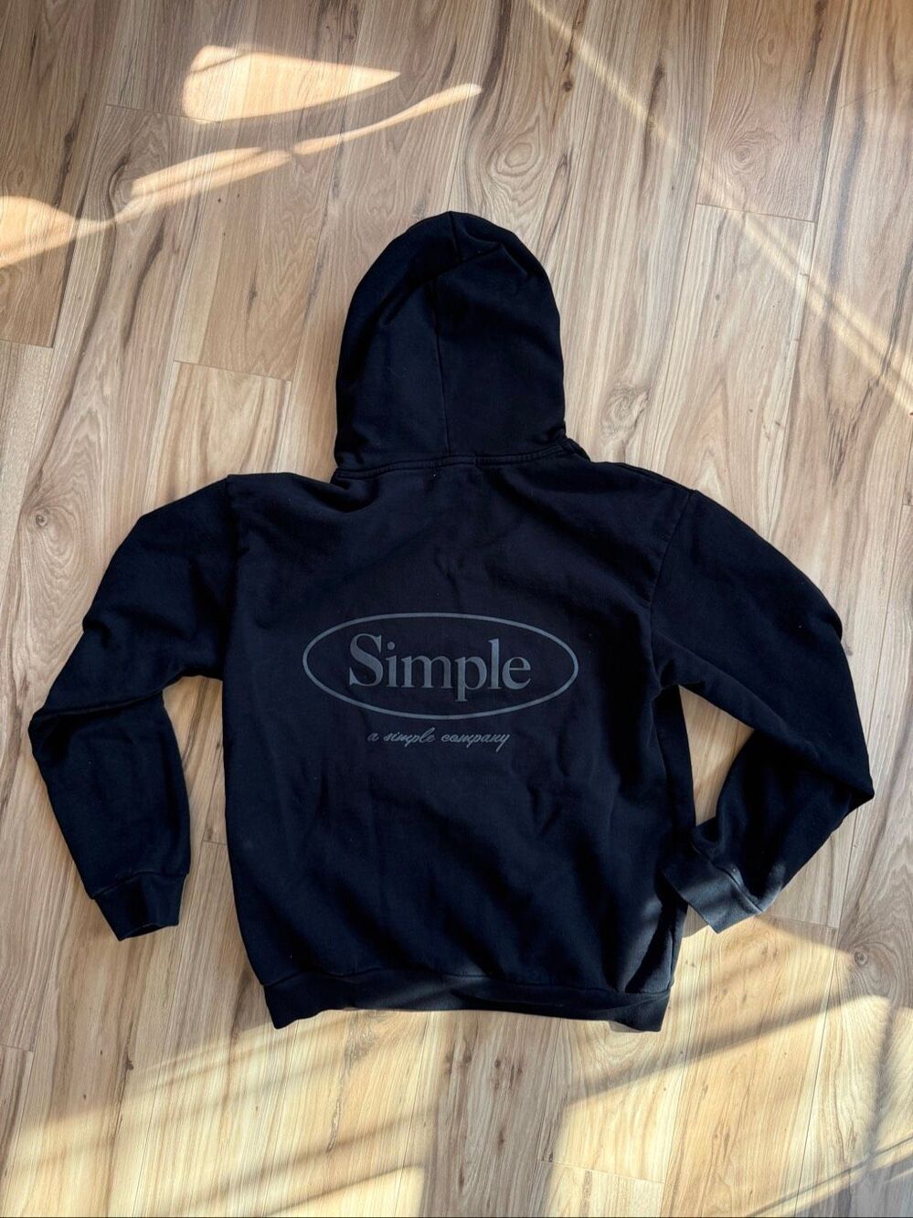 Simple Mens Black Heavyweight Fleece Lined Pullover Hoodie Sweatshirt XL